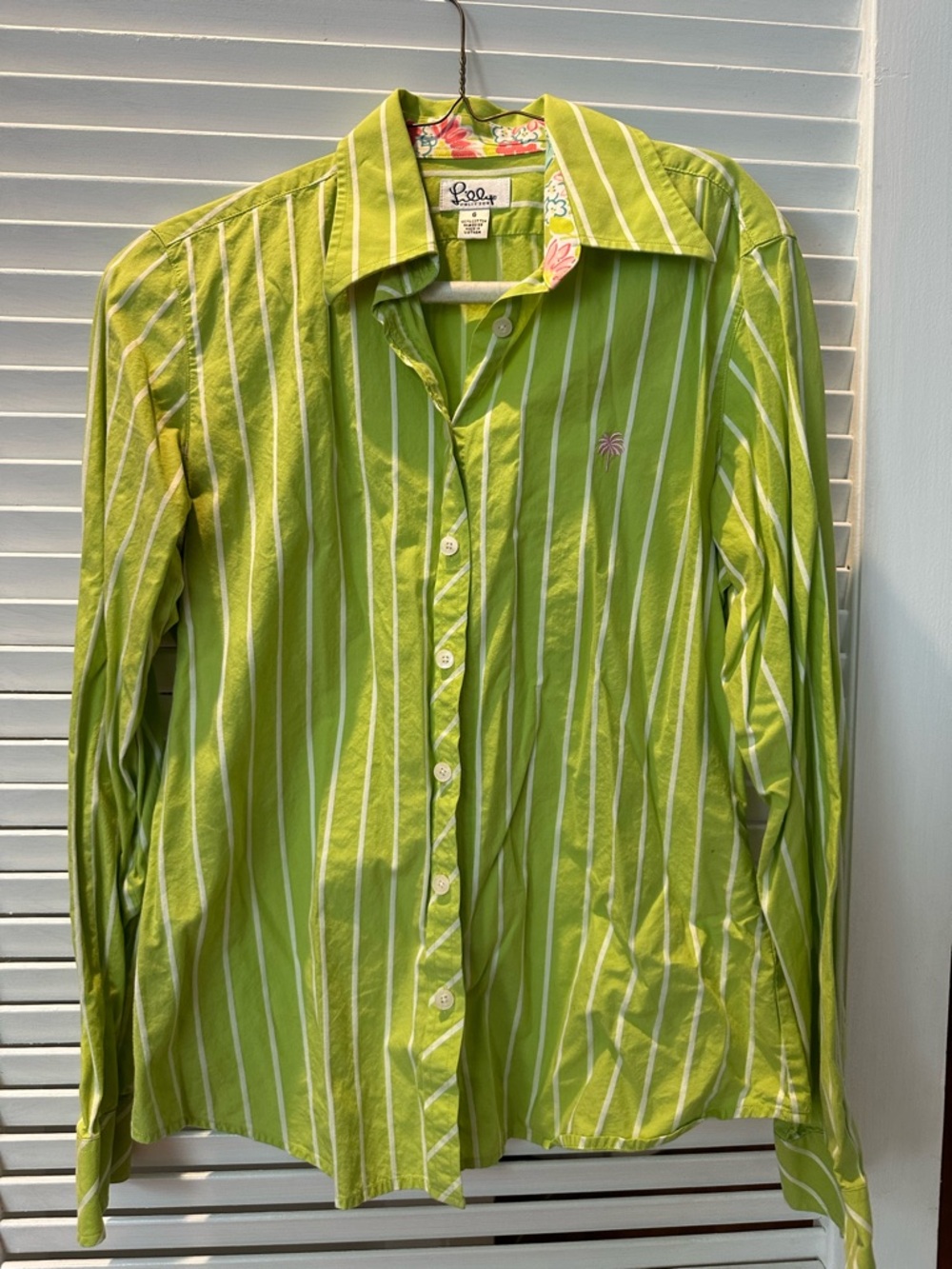Lilly Pulitzer Lime Green Long-Sleeve Button-Down